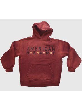 Benson Boone Adult American Heart Tour Star Red Distressed Hoodie New Medium